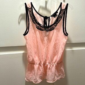 Pink and Black Lace Tank